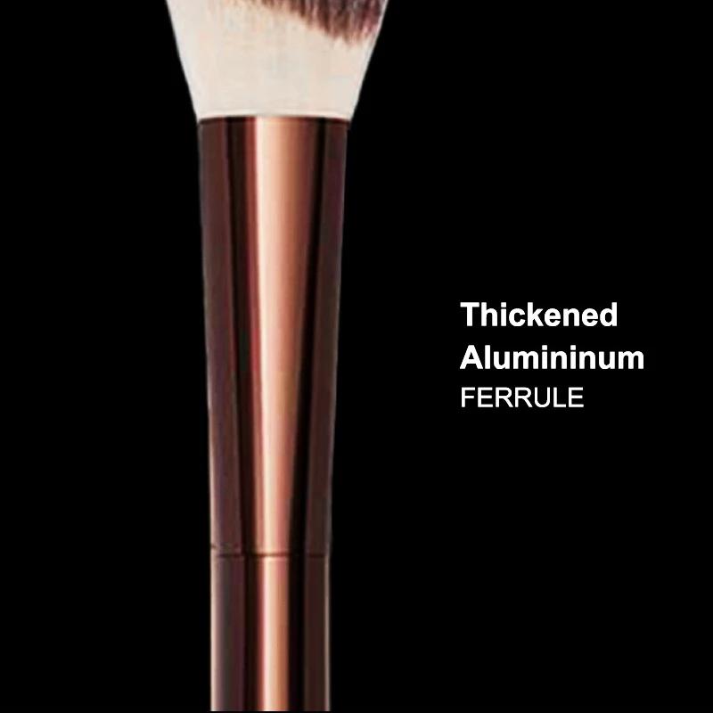 Luxury Blush Brush No.15 Angled Stippling Contour Makeup Brush with Soft Synthetic Hair Alumininum Handle