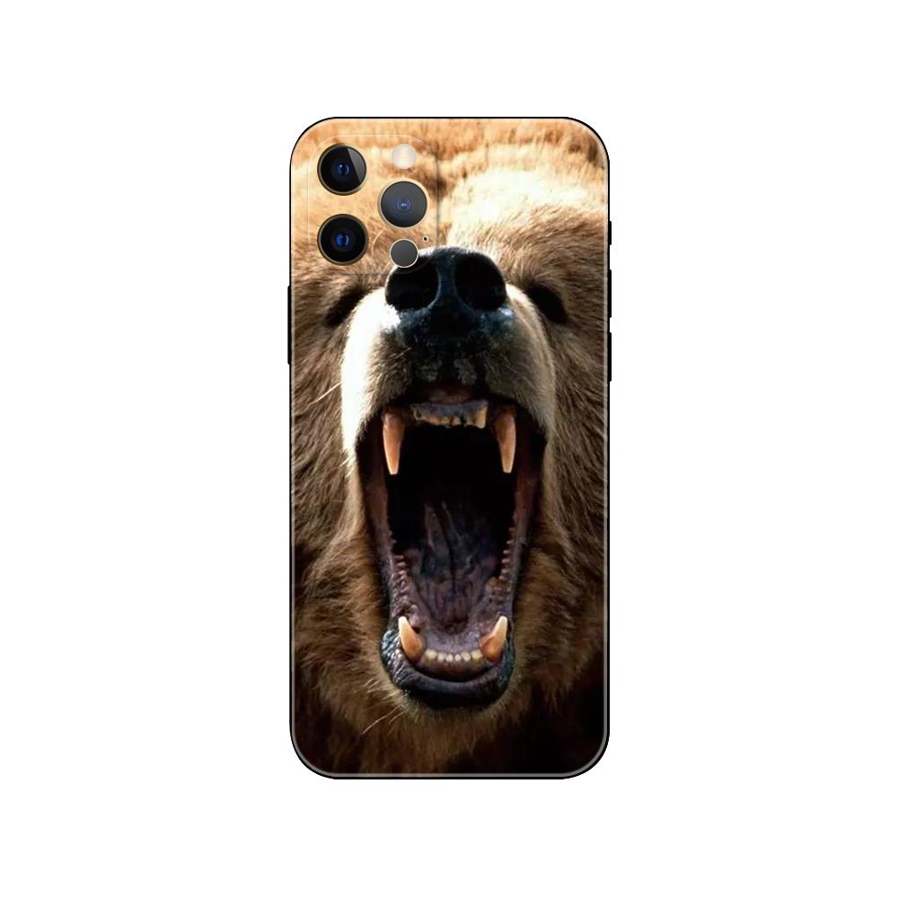 Die Flagge von Russland Bär Telefonhülle für iPhone 5 5s 2020se 6 6s 7 8 plus x 10 XR XS 11 12 13 mini pro MAX schwarze TPU-Rückseite