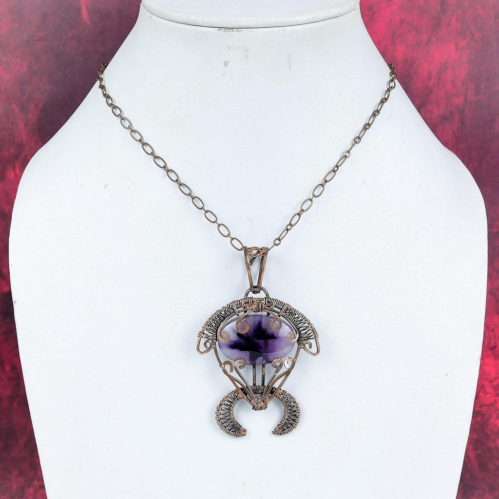 Star Amethyst Pendant Copper Wire Wrapped Gemstone Pendant Handmade Tortoise Pendant Copper Wire Wrap Jewelry Gifts for Wife Dainty Pendant