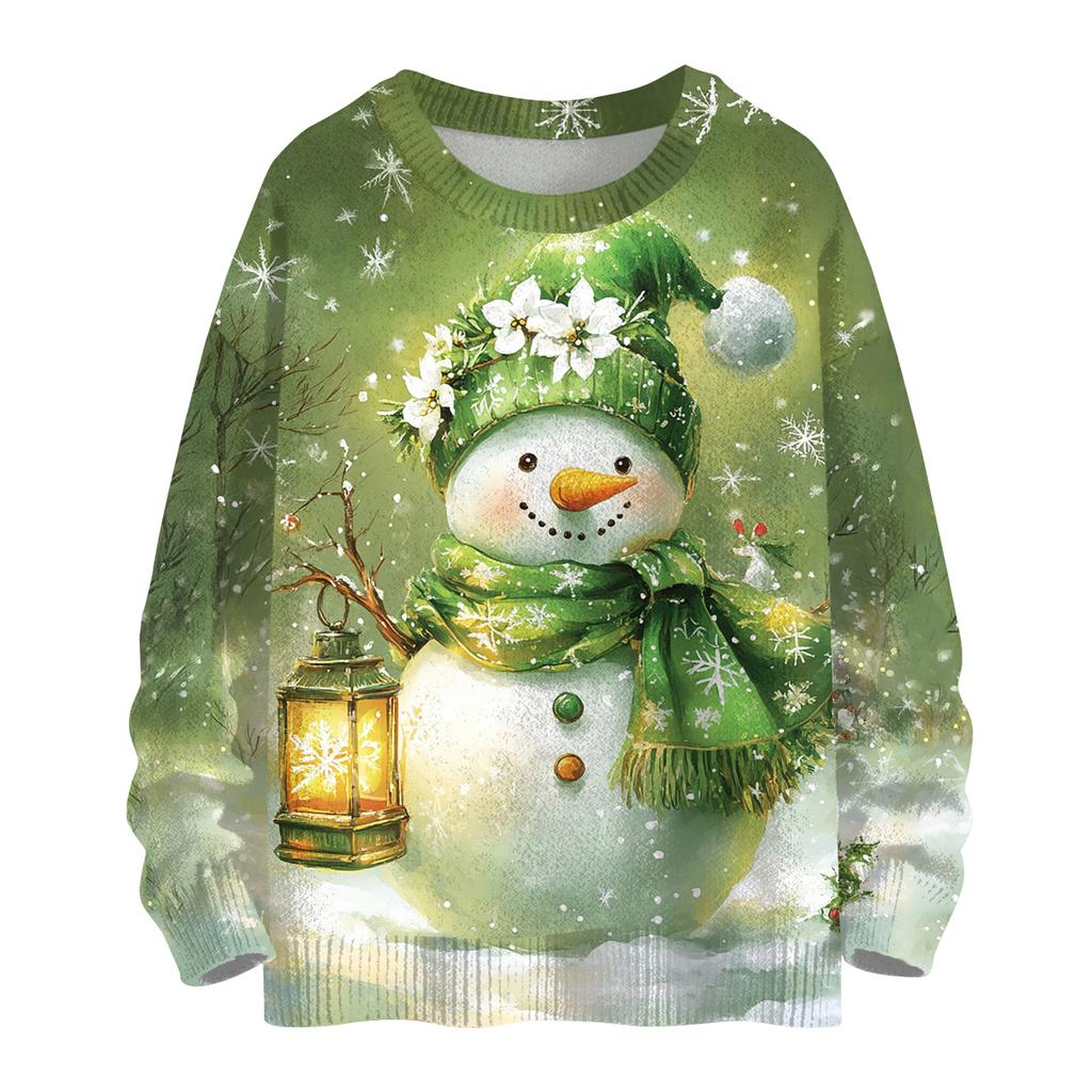 Women's Casual Long Sleeve Woolen Christmas Sweatshirt Fall  Vacation Long Sleeve Pullover