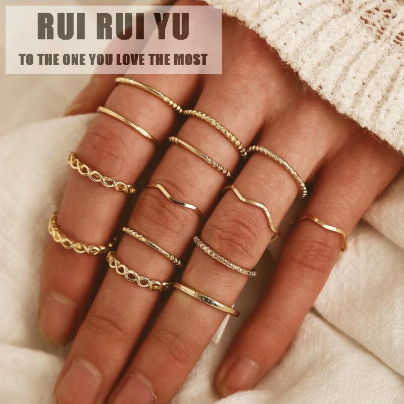 

RUI RUI YU 14pcs/set Women Vintage Delicate Concise Ring Set