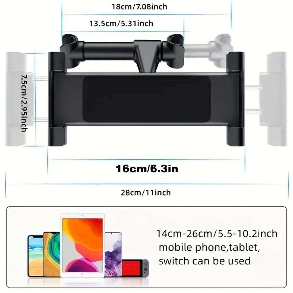 Car Headrest Tablet Holder – 360° Rotating Mount for iPad Mini/Air/Pro & Phones 4.7-12.9" Stand for Desk, Home & Travel Use