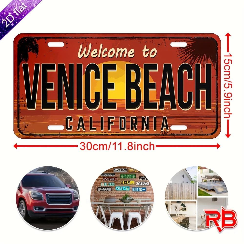 

D Flat pc Aluminum Metal Sign UV Printed Welcome to Venice Beach California with Palm Tree Design xcm Perfect 15x30cm(5.9x7.8inch)