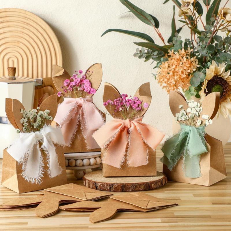 16pcs Easter Bunny Paper Gift Bag Easter Treat Bags Reusable Cute Spring Small Easter Bags Candy Holder For Holiday Party gifts