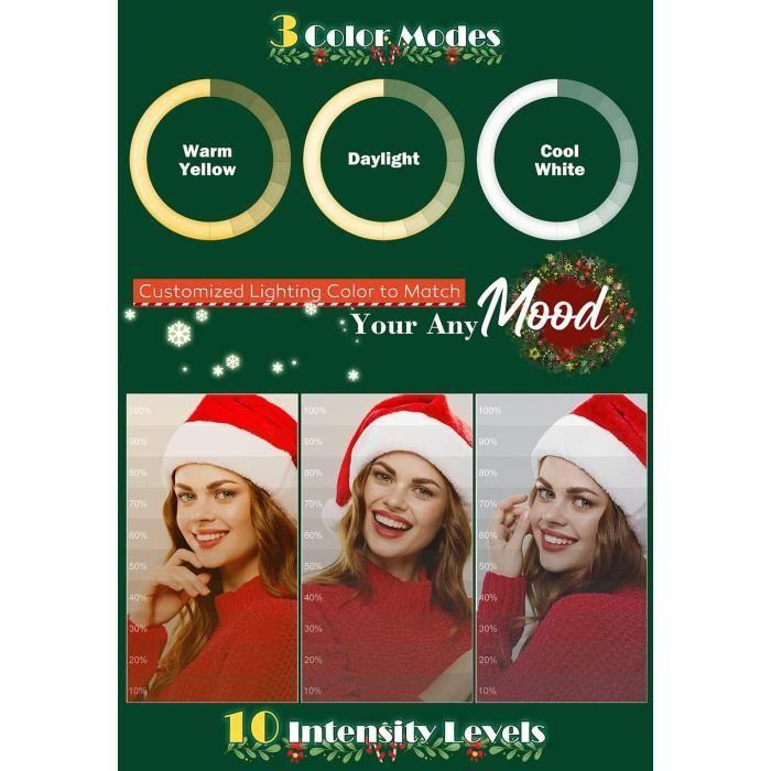 Anneau lumineux led - lipety - modèle 10 - trépied stable - 3 modes d'éclairage - télécommande