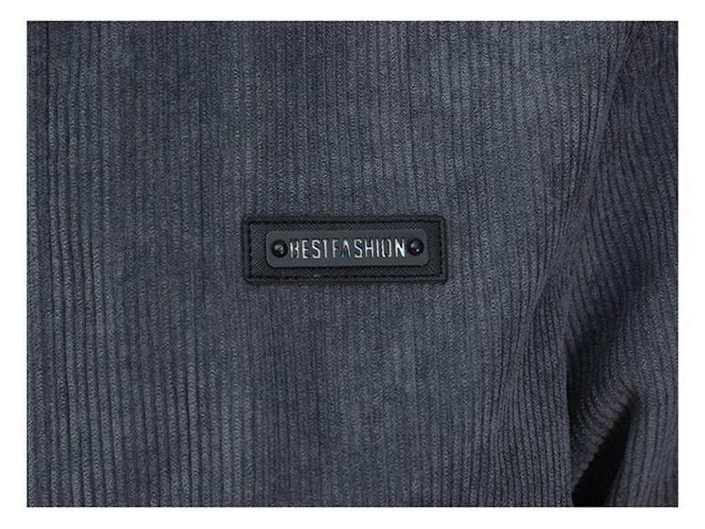 Men's Trendy Korean Style Slim Fit Corduroy Jacket with Stand Collar