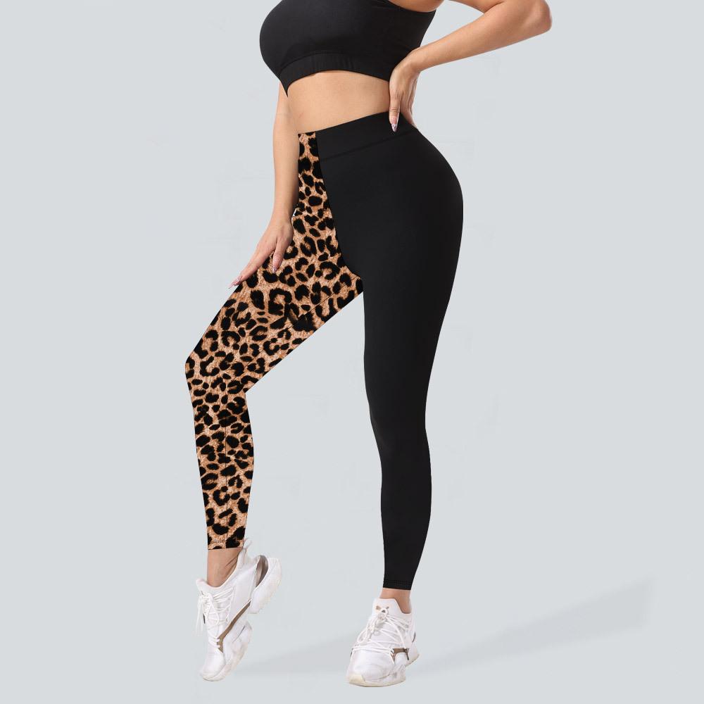Pocket Style High-Waisted Yoga Pants Women's Leopard Print Fitness High-Stretch Butt-Lifting Sports Leggings