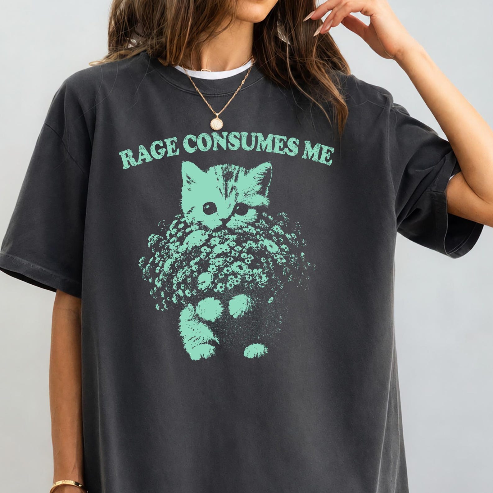 Rage Consumes Me Shirt, Funny Cat Meme Tee, Comfort Colors Cottagecore Graphic, Sarcastic Kitten Gift S