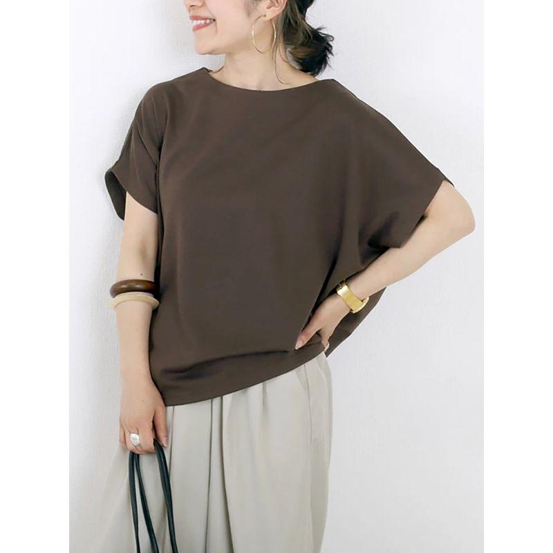Japan and South Korea Hong Kong Style Summer New Round Neck Solid Simple Loose Casual All-matching Bat Sleeve Short Sleeve T-shirt Top