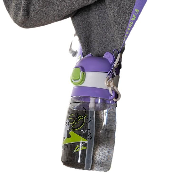 Water Bottle New Children's Water Cup Straw Cup Cartoon Direct Drinking Cup Kindergarten Drinking Water Outdoor Travel Anti-drop Portable Kettle