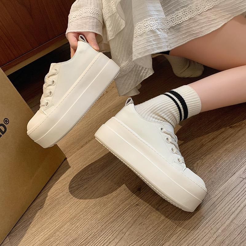 Height increase 6cm~ thick-soled little white shoes women's 2025 spring new height increase muffin shoes casual versatile big head bread shoes