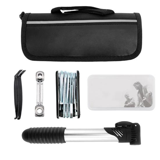 1 Set Bicycle Repair Tools Kit Stainless Steel Hex Wrench Inflator Multi-functional Road Mountain Bicycle Maintenance Tools Bike Accessories 1 Set