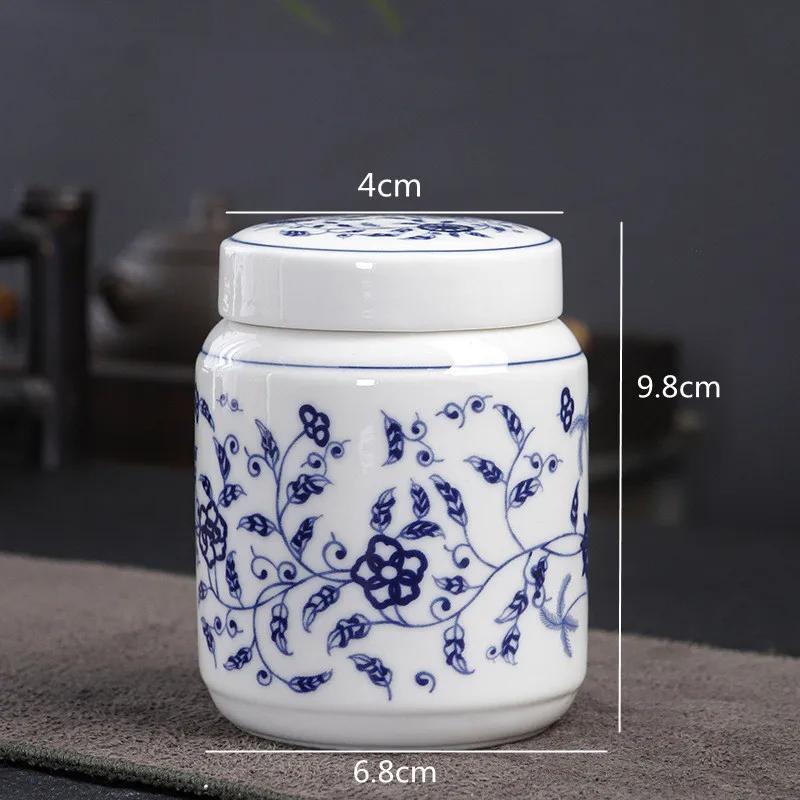 Vintage Blue and White Porcelain Storage Jar, Tea Jar, Honey, Coffee Beans, Sealed Jar, Food Storage Container, Kitchen Supplies