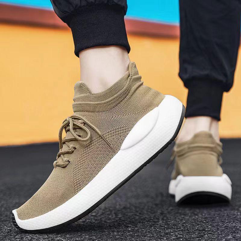 Men's Running Shoes Fashion Sneakers Lightweight Breathable Flying Knitting Lace Up Mesh Athletic Walking Shoes Workout Casual Sports Shoes for Men