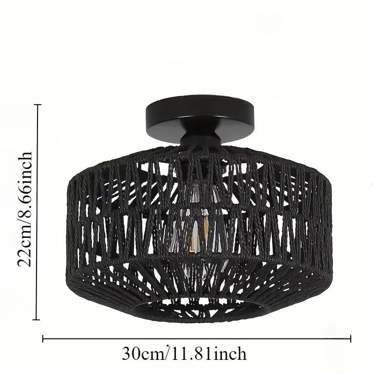 JOYINLED Handgeflochtene Papierseil Deckenleuchte Rattan E27 Birne LED Kronleuchter Leuchte Deckenleuchte für Flur Schlafzimmer Küche