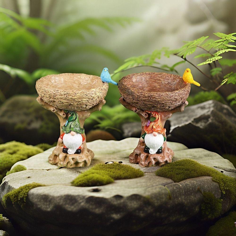 Dwarf Design Bird Feeder Resin Art Statue Fairy Garden Decoration Hummingbird Feeder  Outdoor