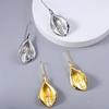 Creative Design Small Water Drop Leaf Gold Color Metal Earring for Women Trendy Long Leafy Flowers Pendientes Punk Jewelry Gift