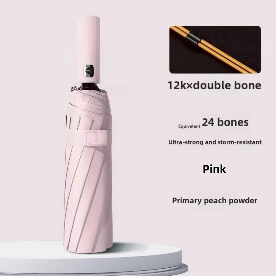 Windproof Large Umbrella Men, 106cm Large Solid color Automatic Umbrella Strong, 24 Ribs, Sun Rain Folding Umbrella Simple Style
