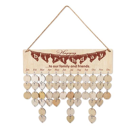 

Wooden Family Birthday Reminder Calendar Board Wall Hanging DIY Birthday Tracker Plaque with 50 Tags Gift for Mom Grandma D