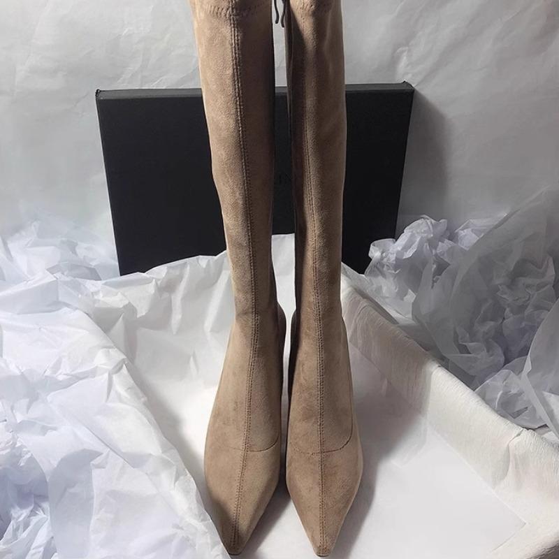 Mode Damenmode Stiletto Baumwollstiefel Winter Neu Spitz Wildleder Seitenreißverschluss Rutschfest Verschleißfeste Stiefel