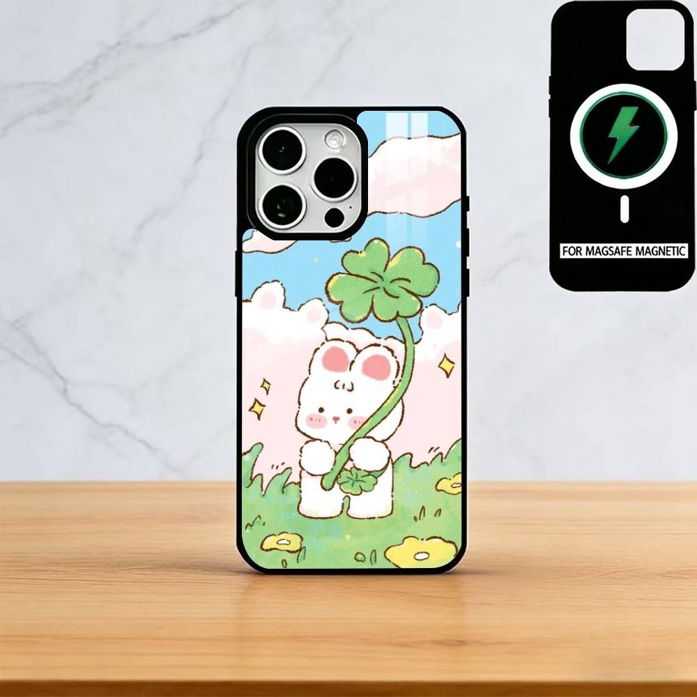 Bunny Kawaii Phone Case For iPhone17,16,15,14,13,12,11 Plus,Pro Magnetic For Magsafe Wireless Charging