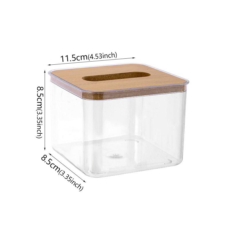 

Tissue Clear Box Napkin Household Transparent Holder Paper Box With Bamboo CoverContainer Living Room Bedroom Tissue Storage Box