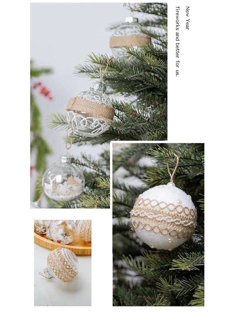Acryl Weihnachtsbaumschmuck: 9-teiliges Set - 8 cm Schaumstoff-Hängekugeln mit Schneeflocken-Transparentdesign