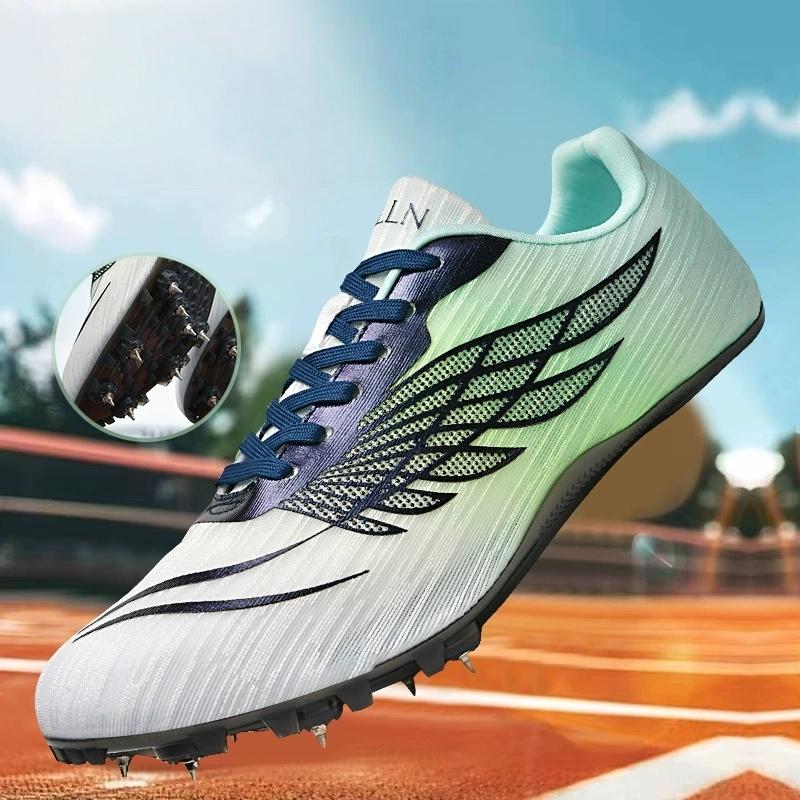 Chaussures de Sprint Aérées Sport Fitness Professionnel Piste et Style Rose Clair Dégradé Aile Crampons de Piste Pour Femme Pour Femmes 38