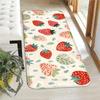 Cute Watercolor Strawberry Print Long Runner Rug, Colorful Fruit Pattern Non-Slip Washable Floor Mat for Entryway Kitchen