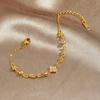 Elegant Gold-Plated Rhinestone Flower Chain Set with Irregular Patchwork Design