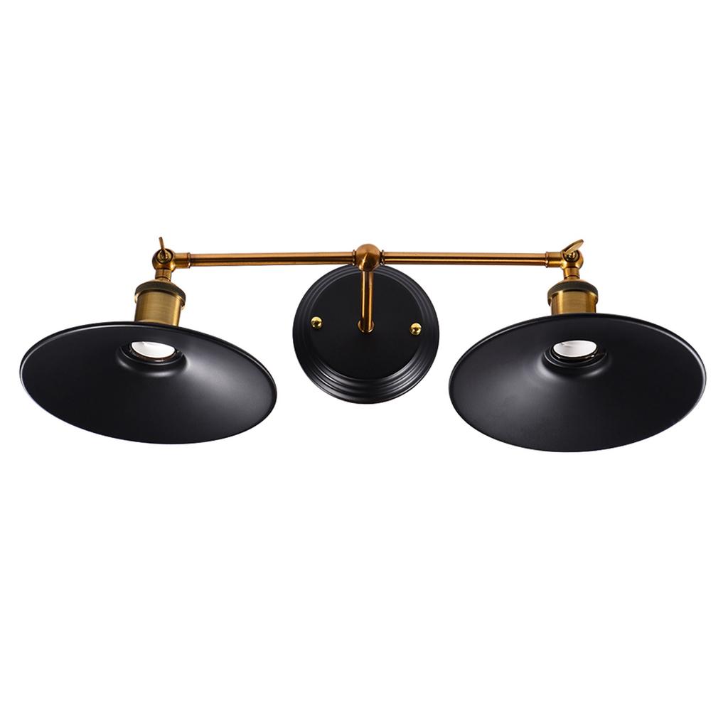 Vintage Industrial E27 Wall Light Lamp Holder with Lampshade for Home Hotel Decor (Double Head)