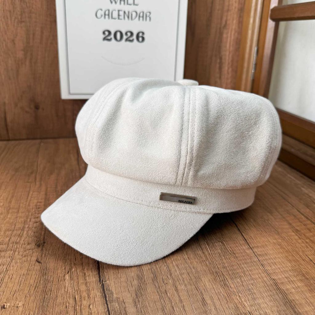 Maillard brown beret women's retro temperament octagonal hat fashionable newsboy hat literary painter hat
