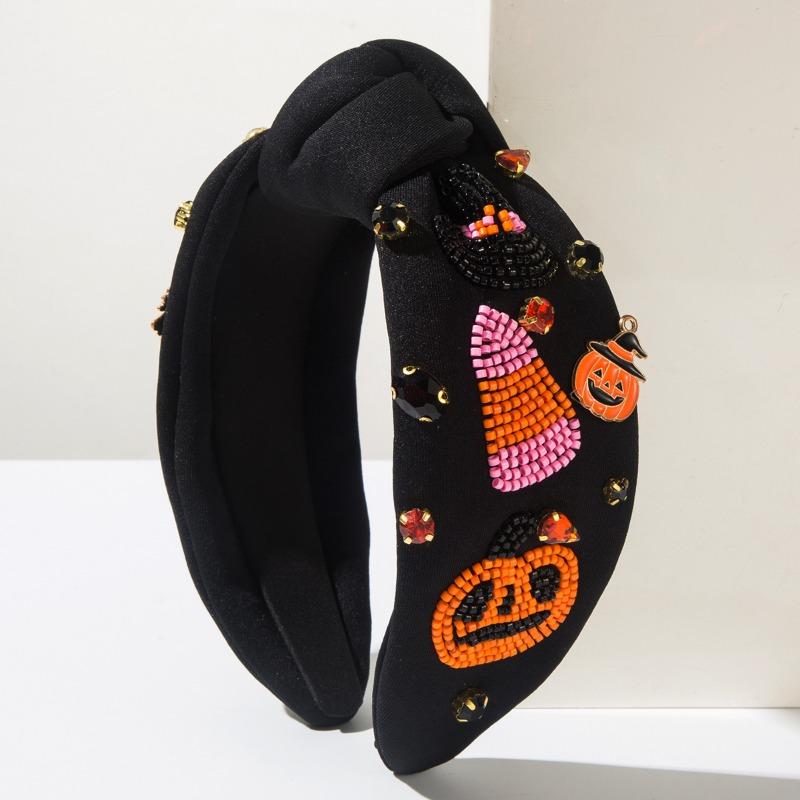 New Halloween element headband, unique female personality, diamond-encrusted rice beads, ghost pumpkin accessories decoration