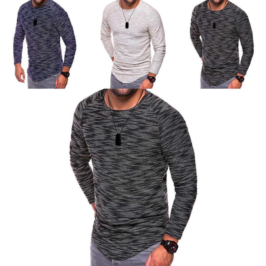 Mens Long Sleeve Oneck Tshirt With Unique Pattern And Comfortable Fit In Multiple Colors