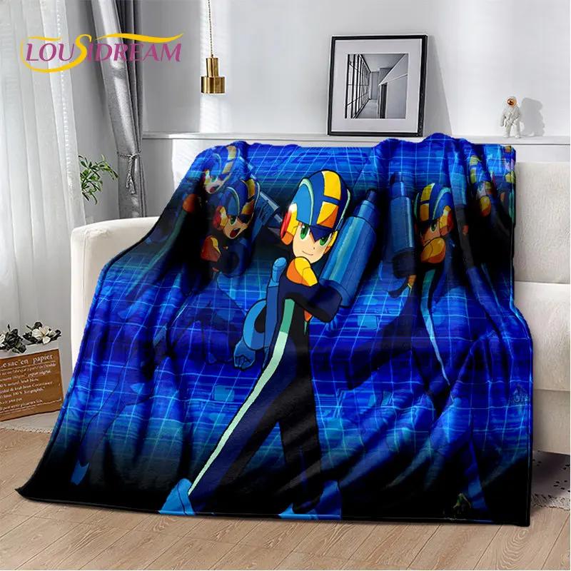Rockman Megaman Game Cartoon Soft Plush Blanket,Flannel Blanket Throw Blanket for Living Room Bedroom Bed Sofa Picnic Cover Kids