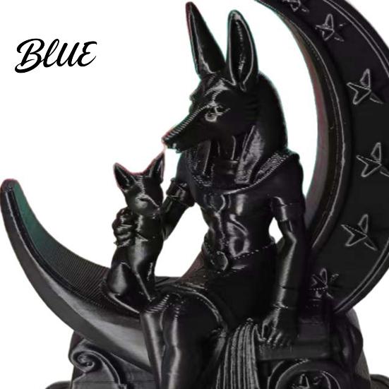 Low-key High-end Decoration 3D Printed Anubis Moon Figurine, Ancient Egyptian Mythology Statue, Frosted Texture Decor Dark Style Wolf Desk Ornament,