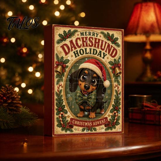 Christmas Tree Hanging Ornaments 2026 Advent Calendar Dachshund Ornament Set, Countdown Decor with 24 Holiday Party Mini Dog Figures, 2D Acrylic