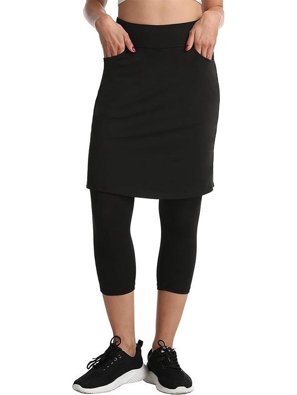 Women's Knee-Length Golf Skirt with 3/4 Leggings and Pockets, High Elasticity