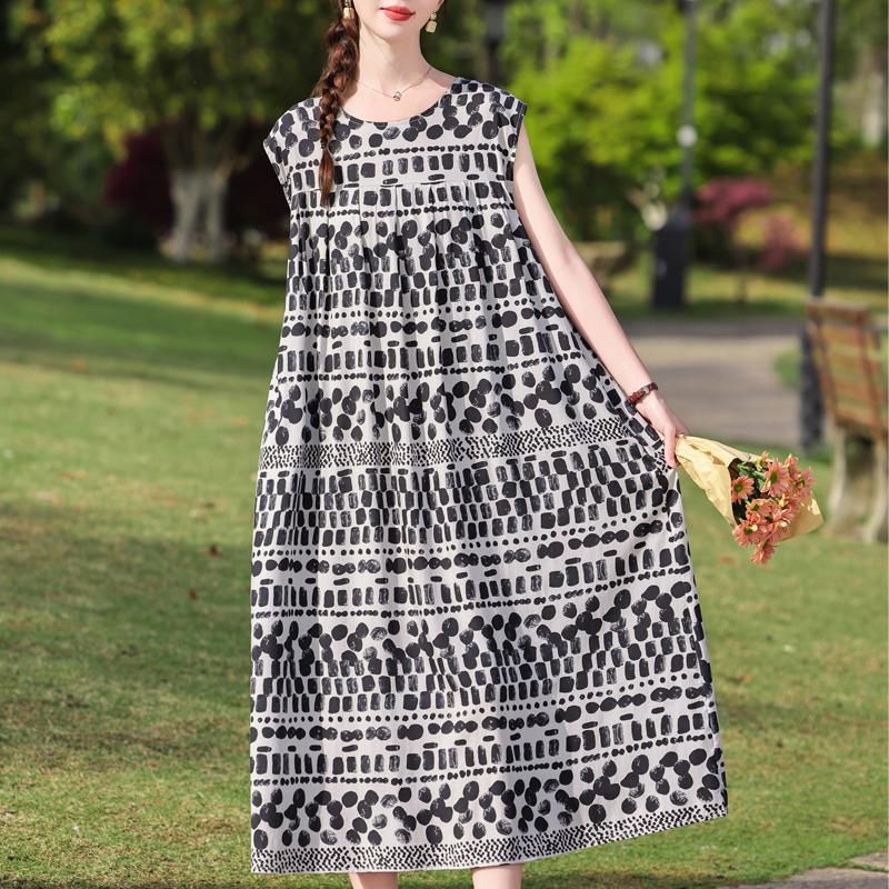 Robe d'été Vintage grande taille pour femme, surdimensionnée, ample, sans manches, décontractée, élégante, longue