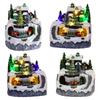 Harz Gartenornament Musik LED Licht Sammlerfiguren Dorf Drehende Statue für Weihnachten Heimdekoration Geschenk