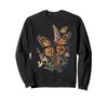 Vintage Monarch Butterfly Bush Flower Girl Floral Botanical Mommy Sweatshirt