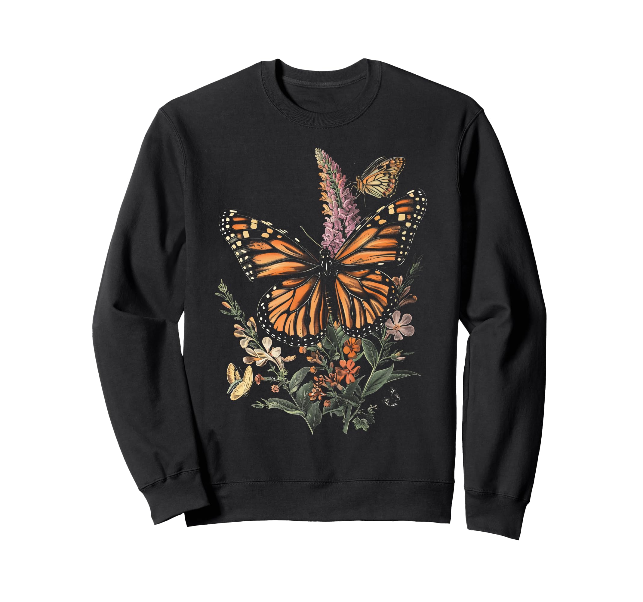 

Vintage Monarch Butterfly Bush Flower Girl Floral Botanical Mommy Sweatshirt чёрный