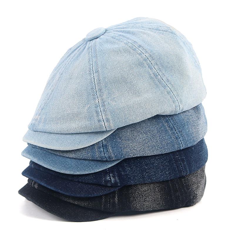 Denim Hat Womem Men Beret Flat Cap Fashion 2026 Vintage Korean Boina Hombre Washable Cotton Peaky Blinders Black Newsboy Cap