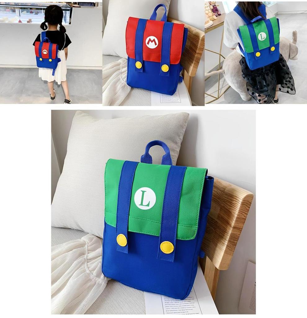 Mario Style Design Backpack For Kids And Fans Durable Canvas Material Breathable Shoulder Straps Multi-purpose Travel Bag