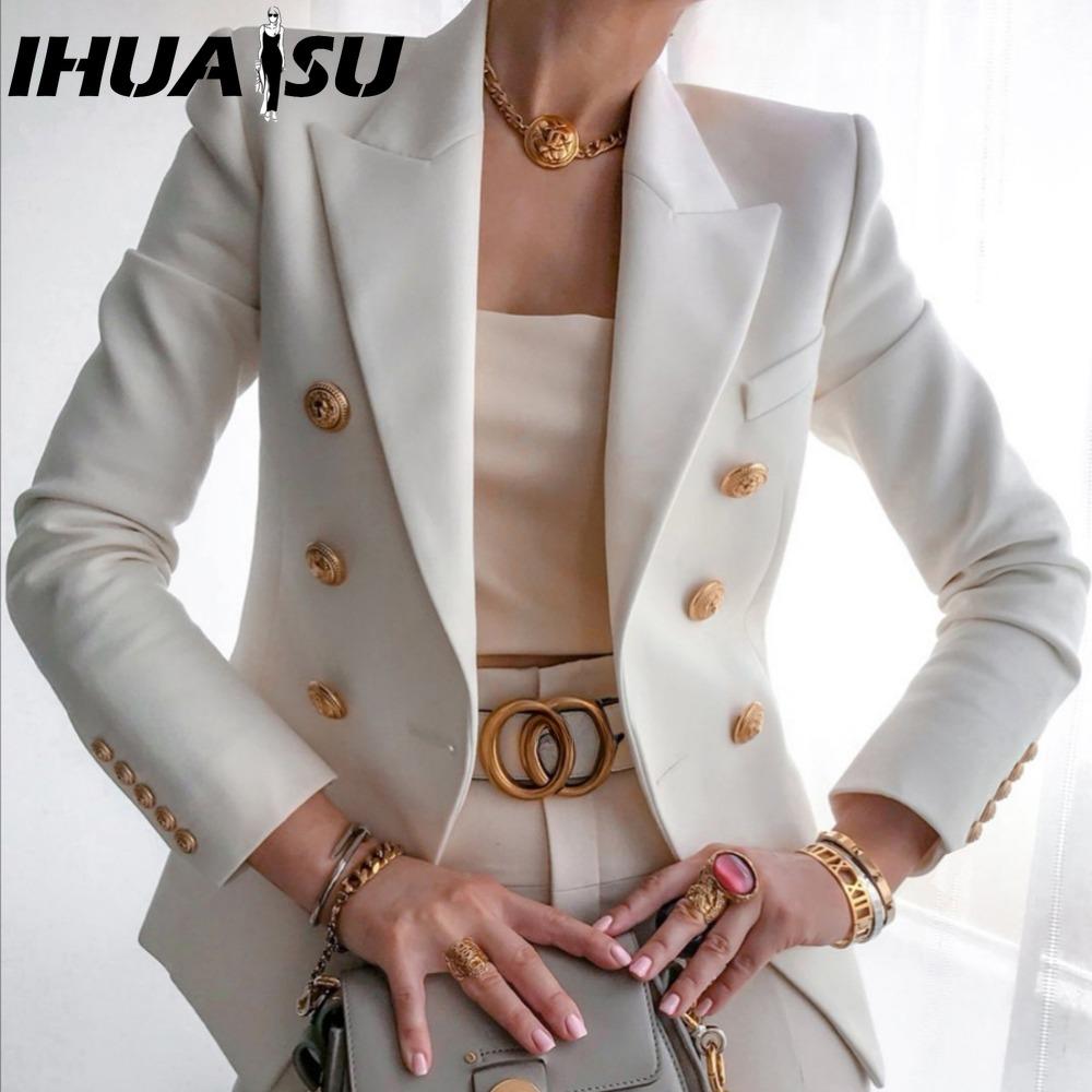 IHUASU Women's Vintage Casual Lattice Print Autumn Winter Long Sleeve POLO Neck Jackets & Coats