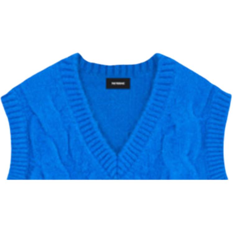 WE11DONE Solid Color V-Neck Cable Knit Vest Unisex Vests Blue WD-KV8-20-090-U-BL
