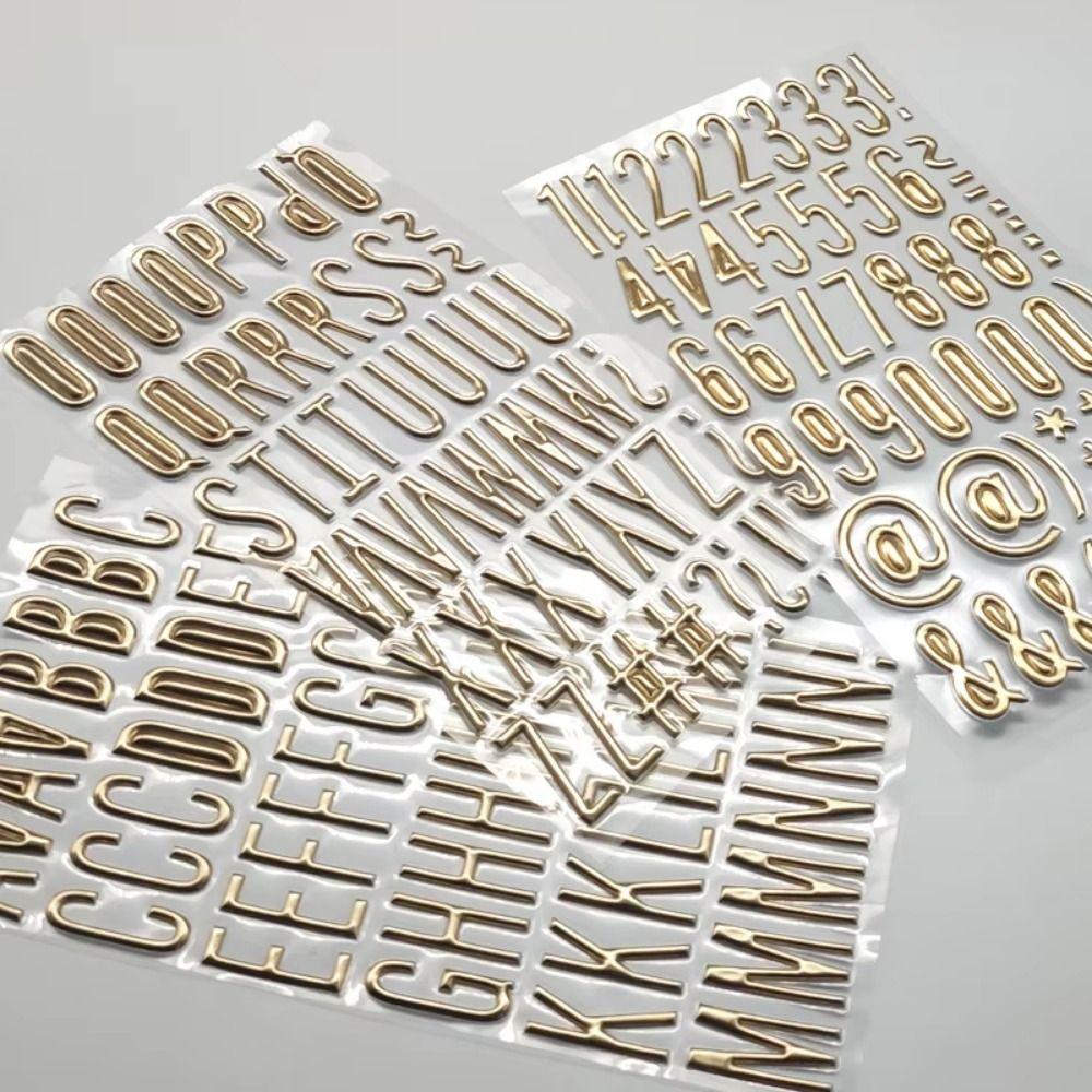 3Sheets Self Adhesive Gold Letter Stickers Waterproof Stationery Stickers Journal Decoration