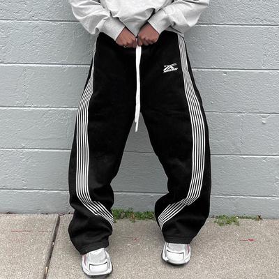 European and American Street Retro Casual Fashion Straight Tube Loose Striped Wide Leg Pants