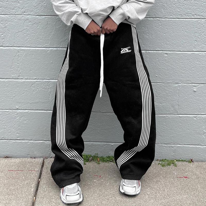 Pantalon droit ample à rayures décontracté rétro mode de rue européenne et américaine