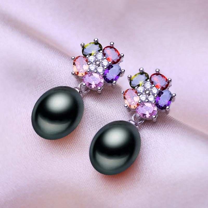 

Серьги SENIKO 8-9 мм с натуральным пресноводным жемчугом, геометрический дизайн, модные серьги с цветами из кубического циркония для женщин, длинные серьги, подарок для девочек чёрный